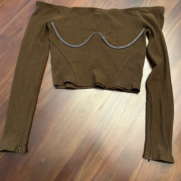 Manière De Voir Chocolate Brown Rope Underbust Crop Top (22) - Picture 6 of 9